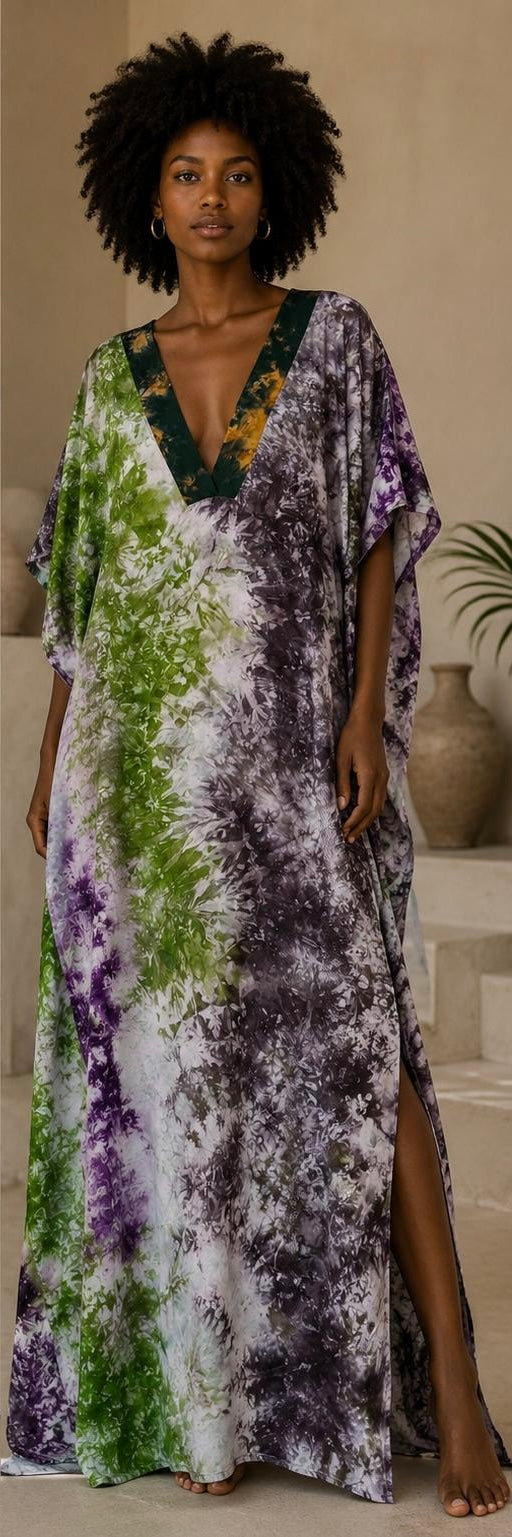 African Print V-Neck Dress - L/XL