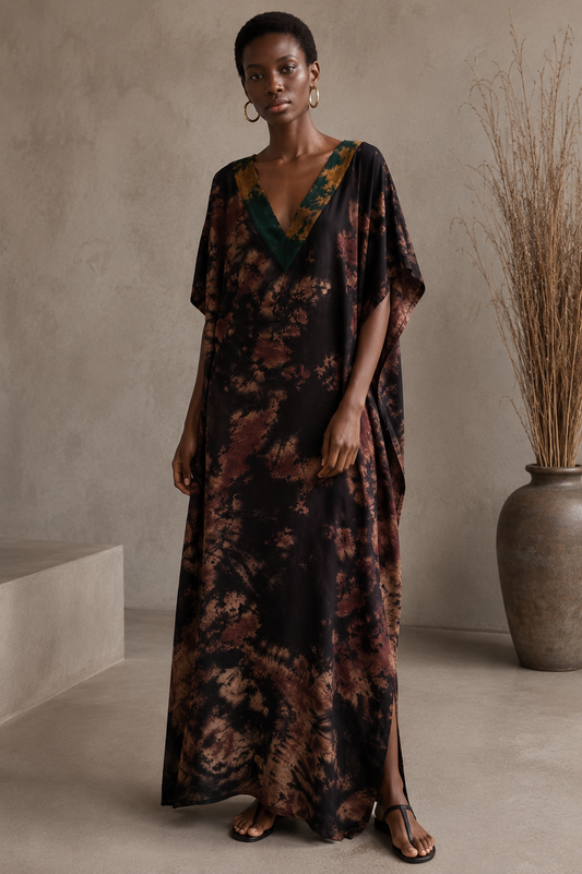 African Print V-Neck Dress - L/XL