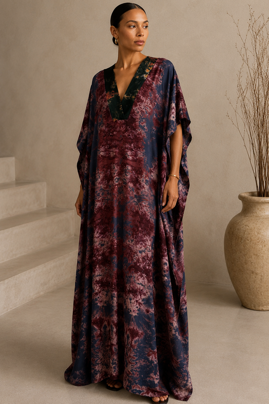 African Print V-Neck Dress - L/XL