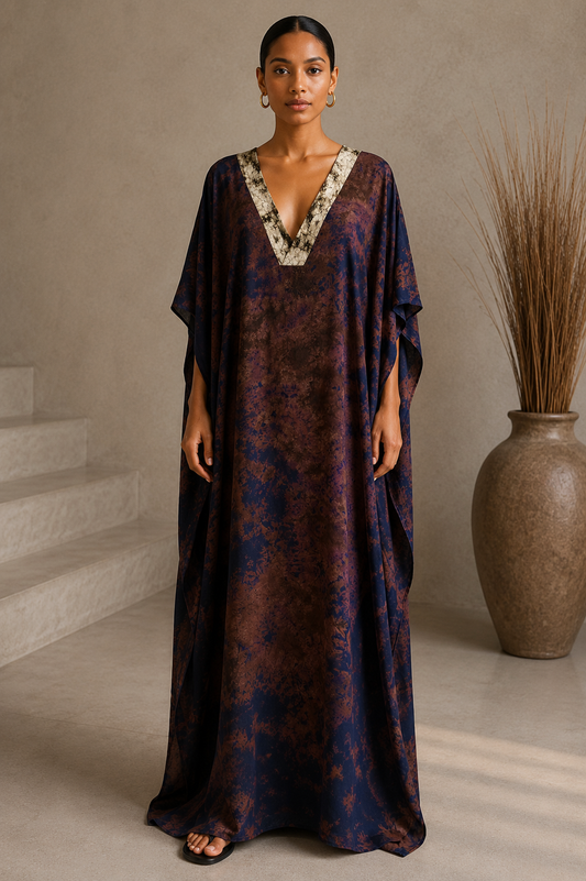 African Print V-Neck Dress - L/XL