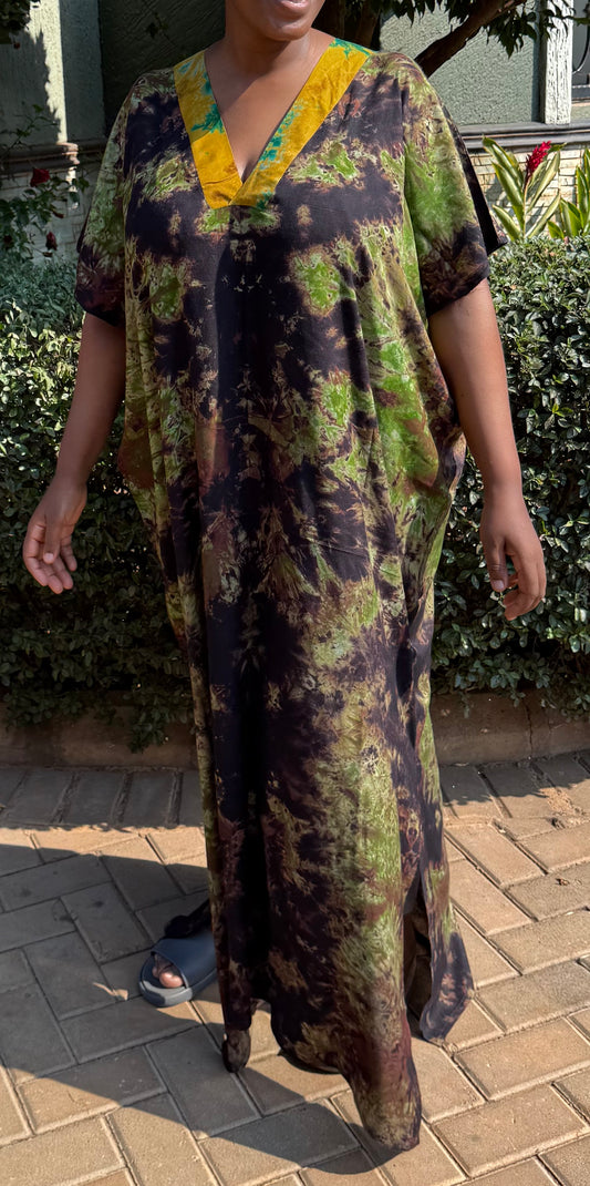 African Print V-Neck Dress - L/XL