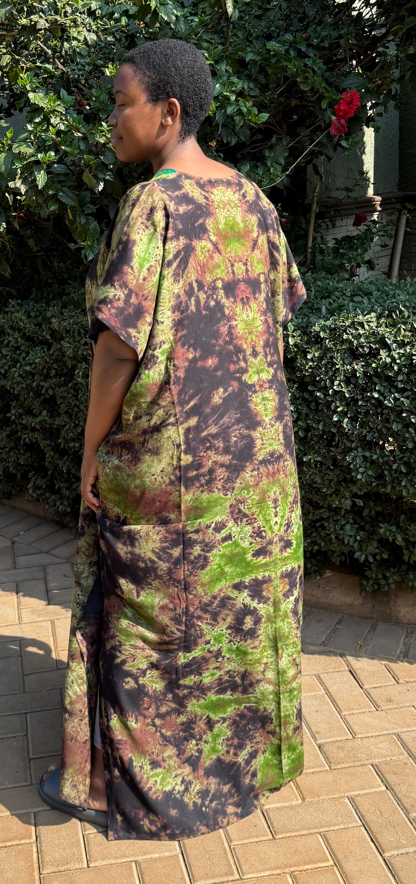 African Print V-Neck Dress - L/XL