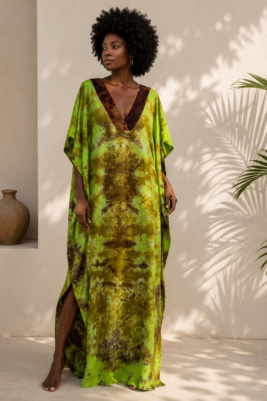 African Print V-Neck Dress - L/XL